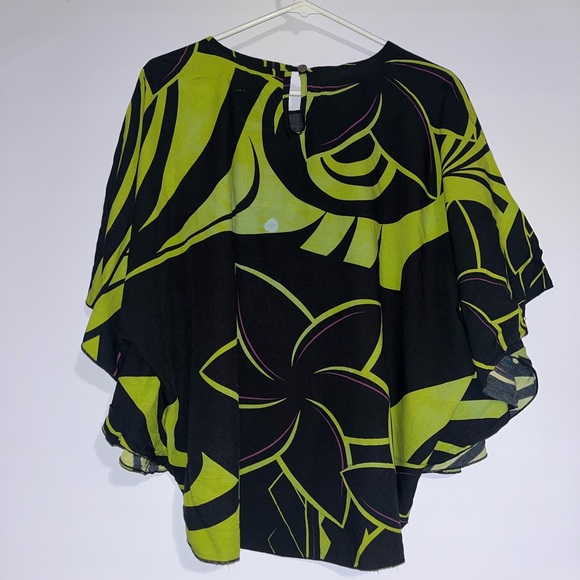 Women's Hawaiian Ciel Blue circle top size small black and green - Picture 2 of 10